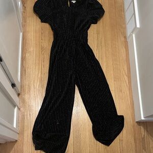 Habitual Black Jumpsuit with Silver Pinstripe Detail